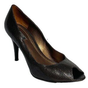 Ann Taylor Womens Peep Toe High Heel Pumps Size 8.5 Brown Textured Leather